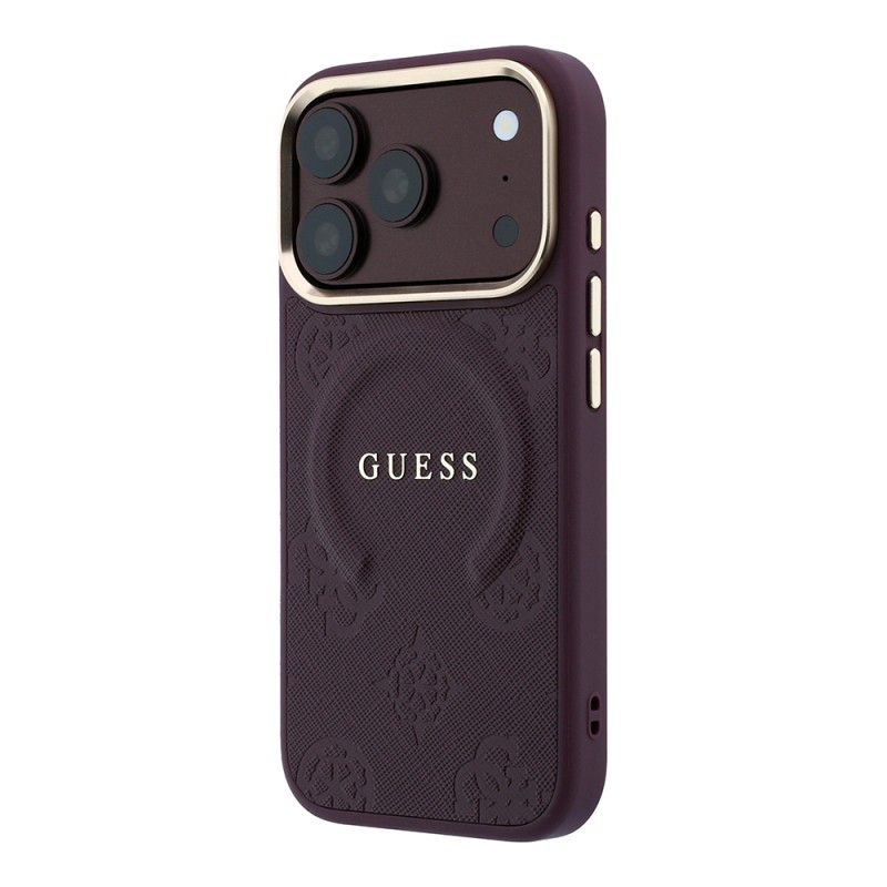 Guess Officially Licensed M-Safe Compatible C-Magnet PU Leather Peony Case for Apple iPhone 18 Pro with Hot-Pressed Logo/Text - 19