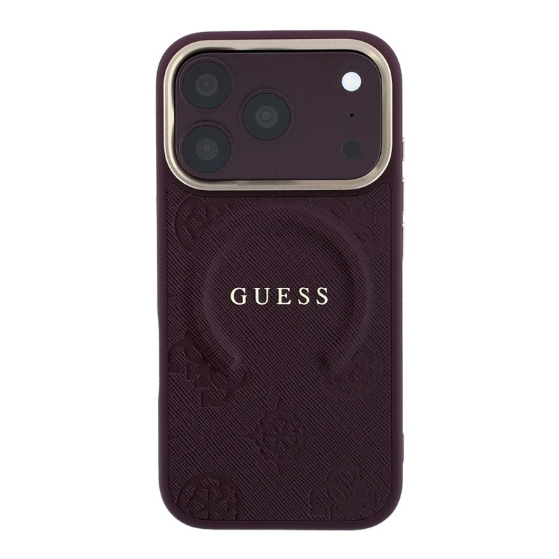 Guess Officially Licensed M-Safe Compatible C-Magnet PU Leather Peony Case for Apple iPhone 18 Pro with Hot-Pressed Logo/Text - 20