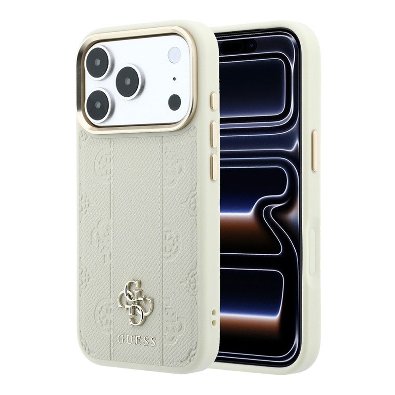 Guess Officially Licensed M-Safe Compatible Case for Apple iPhone 18 Pro – Peony 4G Stripe Design with Letter Logo - 2