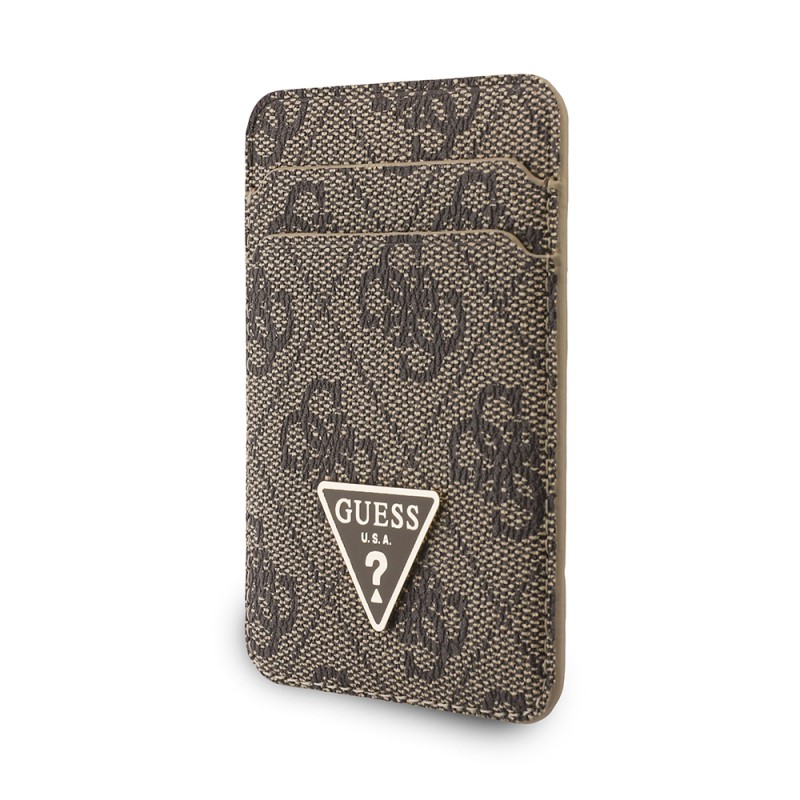 Guess Original Licensed 2-in-1 Wrist Strap Cord 4G Patterned Metal Triangle Logo Magnetic Card Holder - 5