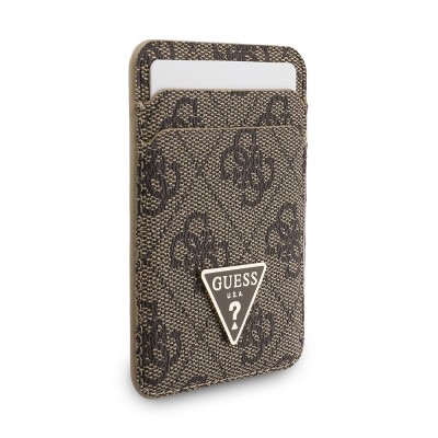 Guess Original Licensed 2-in-1 Wrist Strap Cord 4G Patterned Metal Triangle Logo Magnetic Card Holder - 6