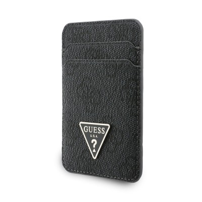 Guess Original Licensed 2-in-1 Wrist Strap Cord 4G Patterned Metal Triangle Logo Magnetic Card Holder - 10