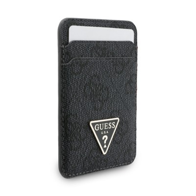 Guess Original Licensed 2-in-1 Wrist Strap Cord 4G Patterned Metal Triangle Logo Magnetic Card Holder - 11