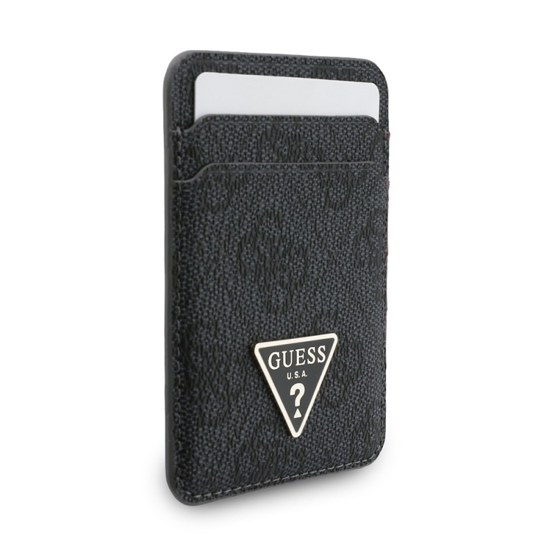 Guess Original Licensed 2-in-1 Wrist Strap Cord 4G Patterned Metal Triangle Logo Magnetic Card Holder - 11