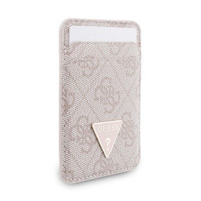 Guess Original Licensed 2-in-1 Wrist Strap Cord 4G Patterned Metal Triangle Logo Magnetic Card Holder - 16