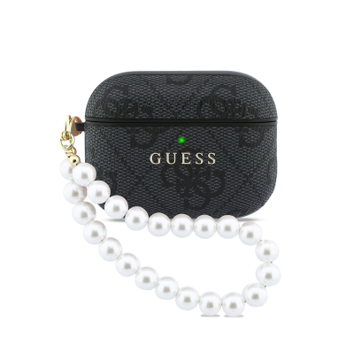 Guess Original Licensed 4G Apple AirPods Pro 3 Case with Pearl Pattern and Wrist Strap - Guess