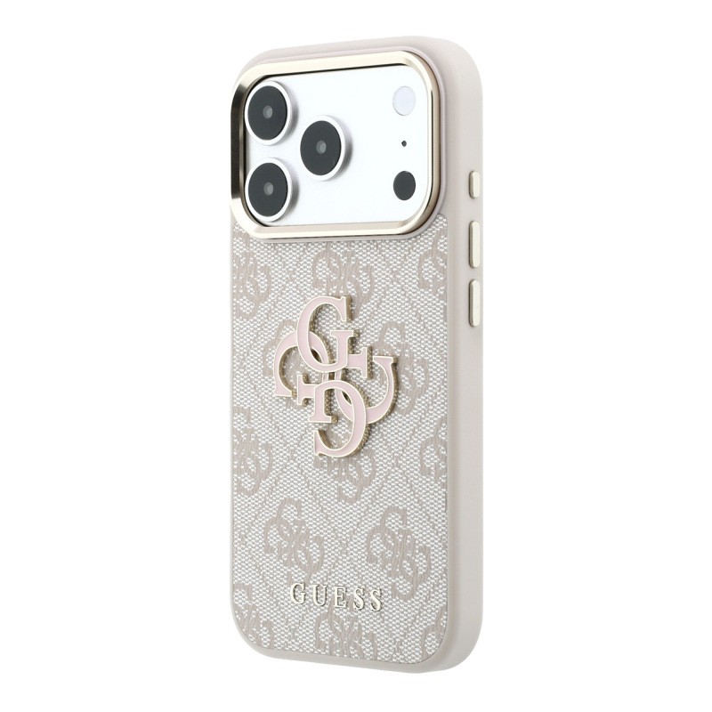 Guess Original Licensed 4G Apple iPhone 18 Pro Case Big Resin Logo and PU Cover - 4