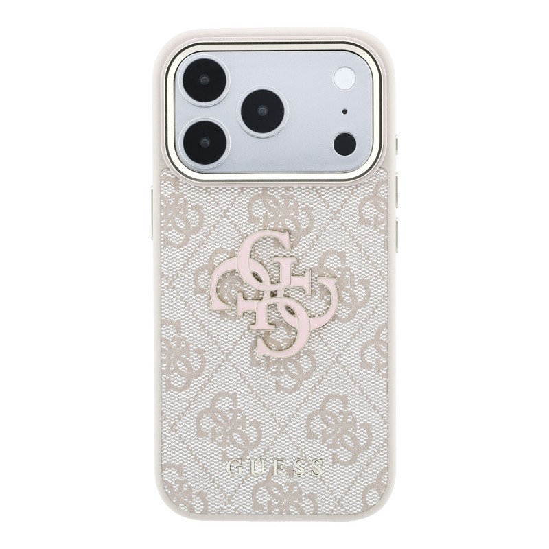 Guess Original Licensed 4G Apple iPhone 18 Pro Case Big Resin Logo and PU Cover - 5