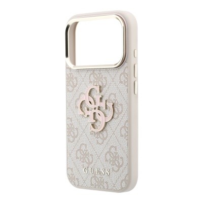 Guess Original Licensed 4G Apple iPhone 18 Pro Case Big Resin Logo and PU Cover - 8