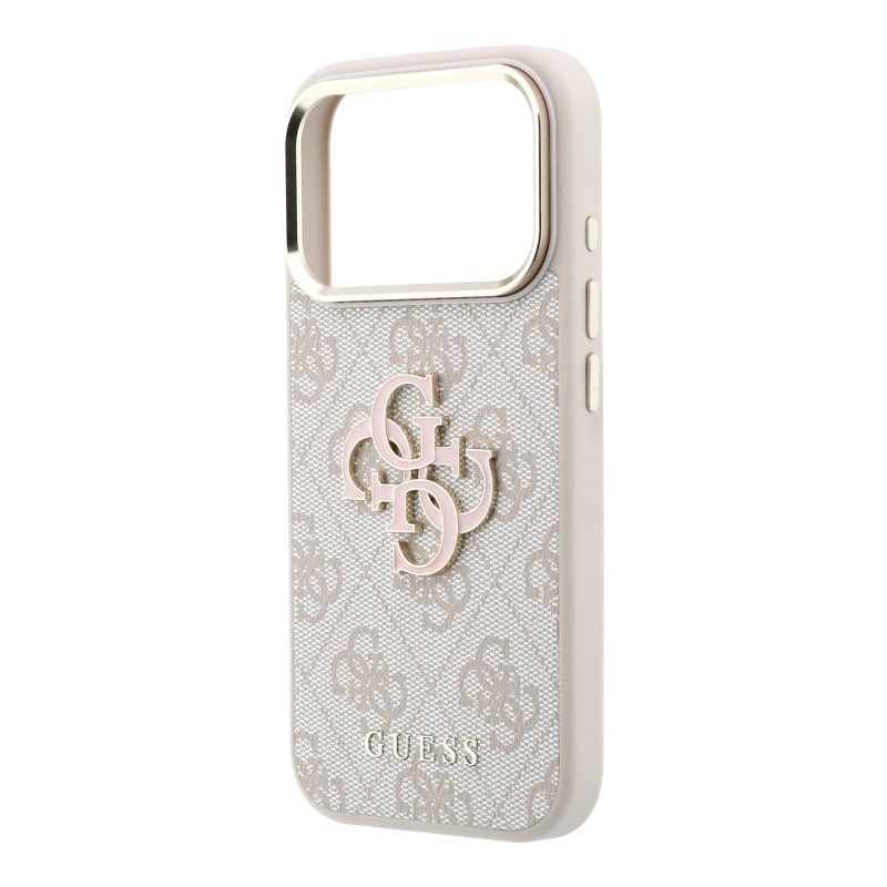 Guess Original Licensed 4G Apple iPhone 18 Pro Case Big Resin Logo and PU Cover - 8