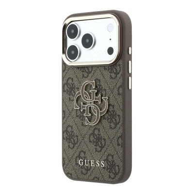 Guess Original Licensed 4G Apple iPhone 18 Pro Case Big Resin Logo and PU Cover - 18