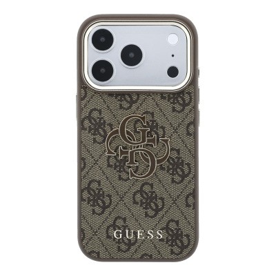 Guess Original Licensed 4G Apple iPhone 18 Pro Case Big Resin Logo and PU Cover - 19