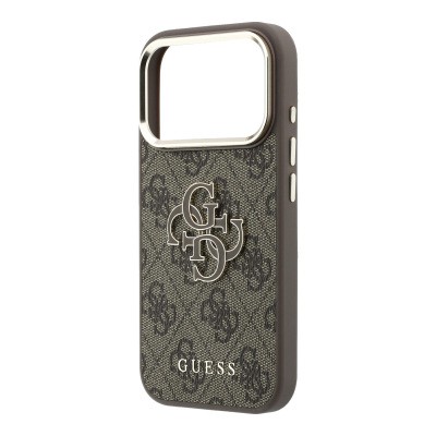 Guess Original Licensed 4G Apple iPhone 18 Pro Case Big Resin Logo and PU Cover - 22