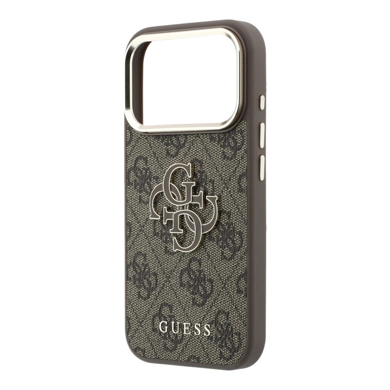 Guess Original Licensed 4G Apple iPhone 18 Pro Case Big Resin Logo and PU Cover - 22