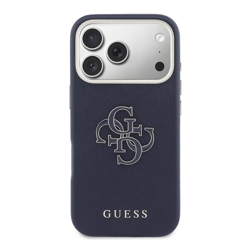 Guess Original Licensed 4G Case for Apple iPhone 17 Pro Max with Large Metal Camera Frame and PU Leather Resin Cover - 19