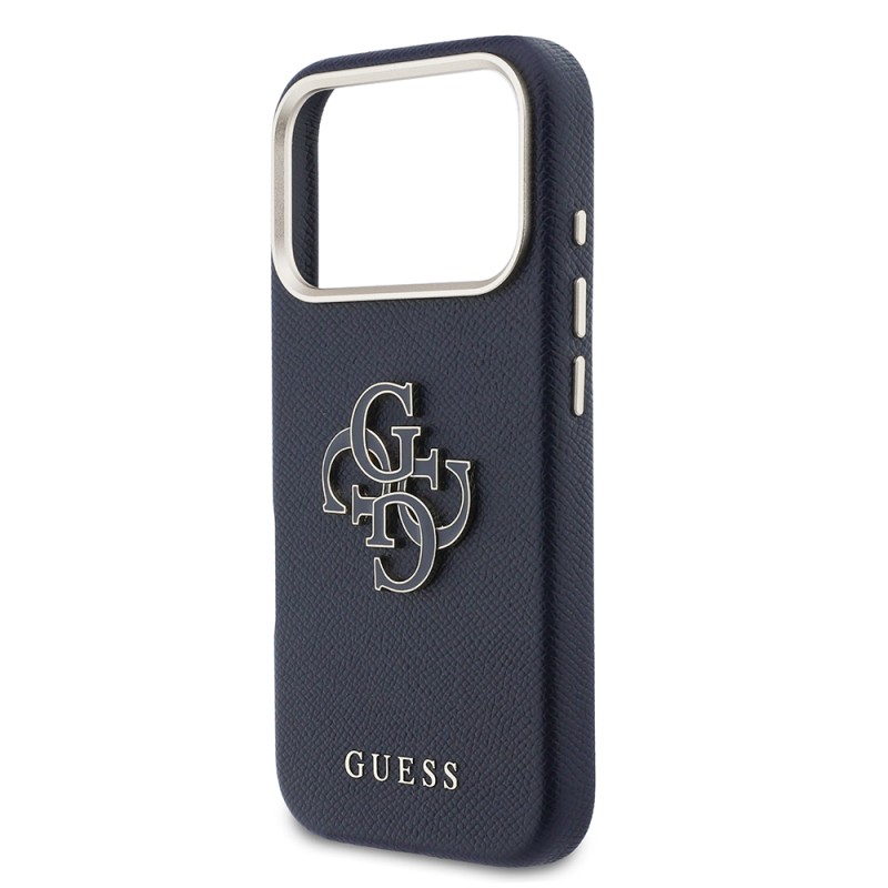 Guess Original Licensed 4G Case for Apple iPhone 17 Pro Max with Large Metal Camera Frame and PU Leather Resin Cover - 22