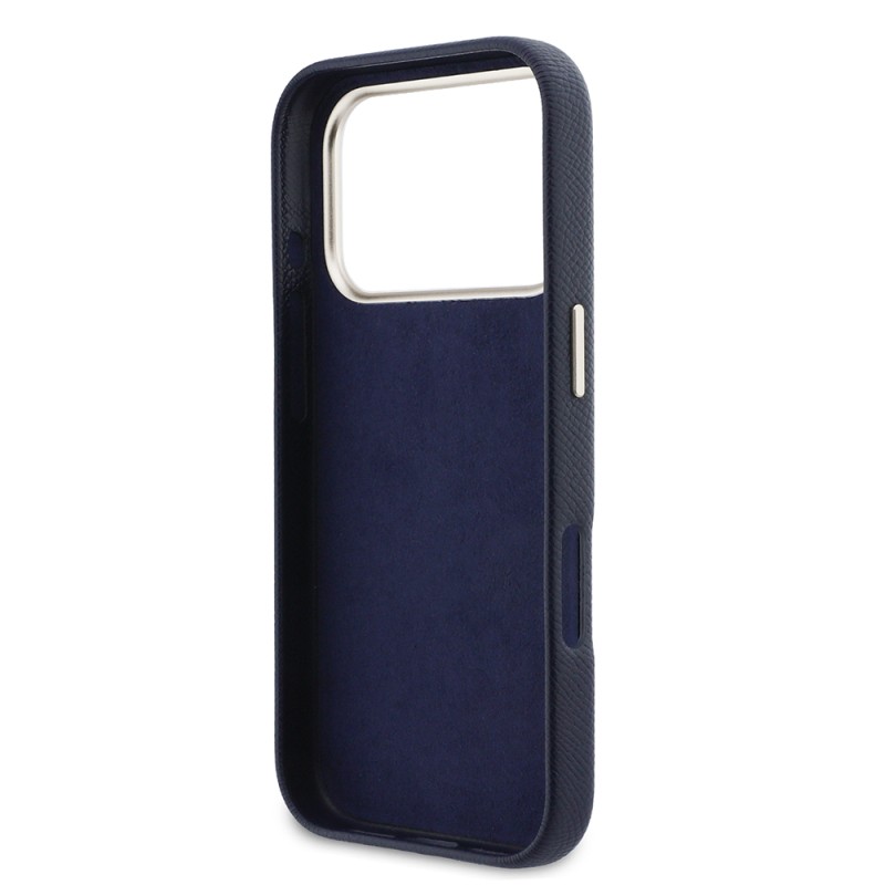 Guess Original Licensed 4G Case for Apple iPhone 17 Pro Max with Large Metal Camera Frame and PU Leather Resin Cover - 23