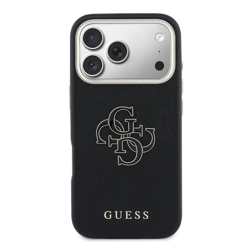 Guess Original Licensed 4G Case for Apple iPhone 17 Pro Max with Large Metal Camera Frame and PU Leather Resin Cover - 27