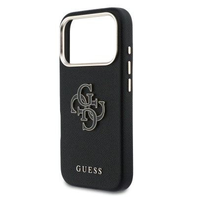 Guess Original Licensed 4G Case for Apple iPhone 17 Pro Max with Large Metal Camera Frame and PU Leather Resin Cover - 30