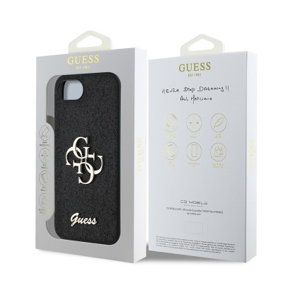 Guess Original Licensed 4G Case for Apple iPhone 17E with Large Metal Logo and Glitter Cover - 16