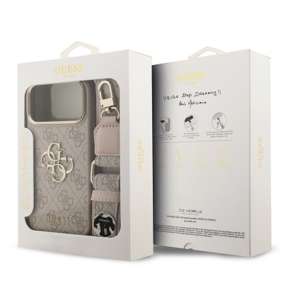 Guess Original Licensed 4G Case for Apple iPhone 18 Pro Max with Large Metal Logo and Thick Strap - 11