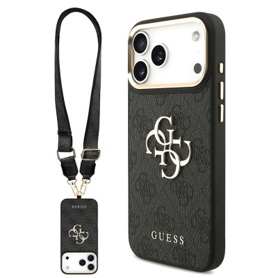 Guess Original Licensed 4G Case for Apple iPhone 18 Pro Max with Large Metal Logo and Thick Strap - 3