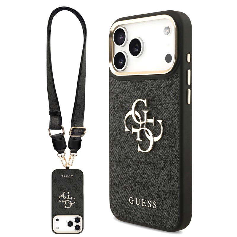Guess Original Licensed 4G Case for Apple iPhone 18 Pro Max with Large Metal Logo and Thick Strap - 3