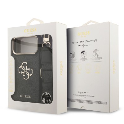 Guess Original Licensed 4G Case for Apple iPhone 18 Pro Max with Large Metal Logo and Thick Strap - 19