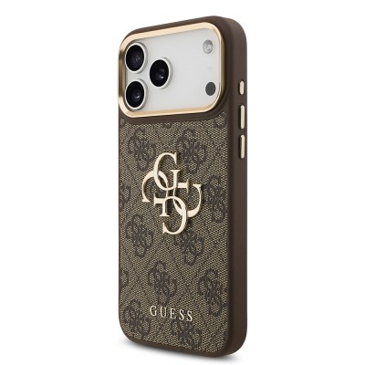 Guess Original Licensed 4G Case for Apple iPhone 18 Pro Max with Large Metal Logo and Thick Strap - 20