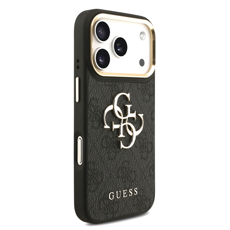 Guess Original Licensed 4G Case for Apple iPhone 18 Pro with Large Metal Logo and Thick Strap - 6