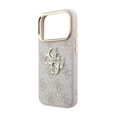 Guess Original Licensed 4G Case for Apple iPhone 18 Pro with Large Metal Logo and Thick Strap - 16