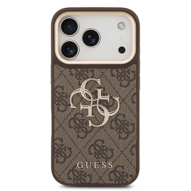 Guess Original Licensed 4G Case for Apple iPhone 18 Pro with Large Metal Logo and Thick Strap - 21