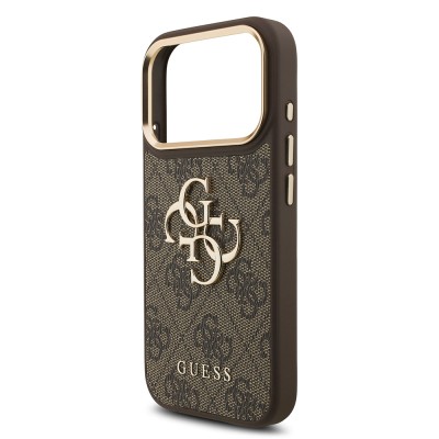 Guess Original Licensed 4G Case for Apple iPhone 18 Pro with Large Metal Logo and Thick Strap - 24