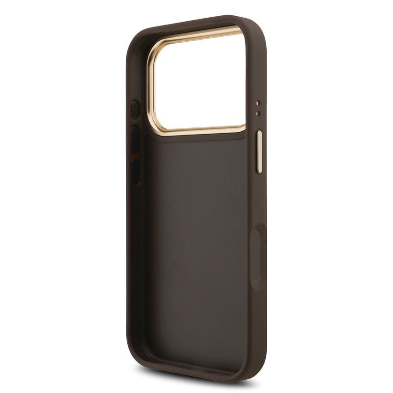 Guess Original Licensed 4G Case for Apple iPhone 18 Pro with Large Metal Logo and Thick Strap - 25