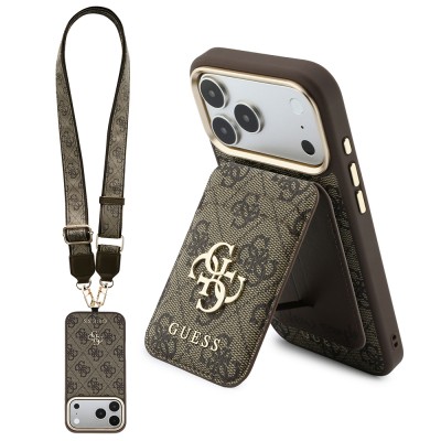 Guess Original Licensed 4G Case with Logo and Text for Apple iPhone 18 Pro Max + Card Holder + Lanyard 3-in-1 Accessory Set - 1