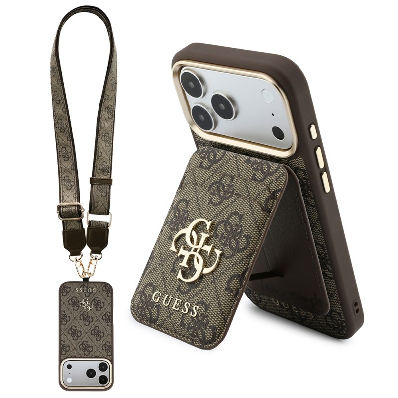 Guess Original Licensed 4G Case with Logo and Text for Apple iPhone 18 Pro Max + Card Holder + Lanyard 3-in-1 Accessory Set - 1