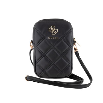 Guess Original Licensed 4G Metal Logo Quilted Pattern Zippered PU Leather Crossbody Bag - 2