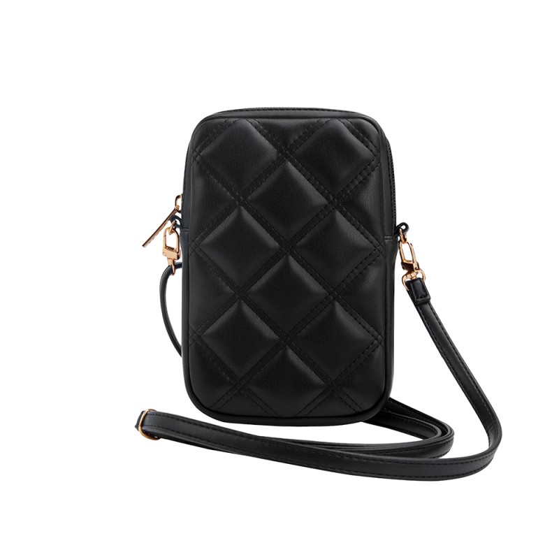 Guess Original Licensed 4G Metal Logo Quilted Pattern Zippered PU Leather Crossbody Bag - 4