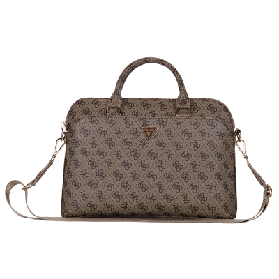Guess Original Licensed 4G Patterned Triangle Logo Shoulder Strap 15 inch Laptop Bag - Guess