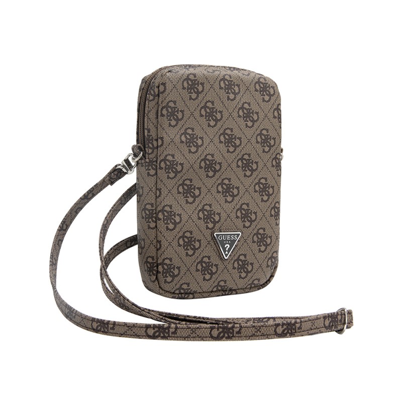 Guess Original Licensed 4G Patterned Triangle Logo Zippered Crossbody Bag - 3
