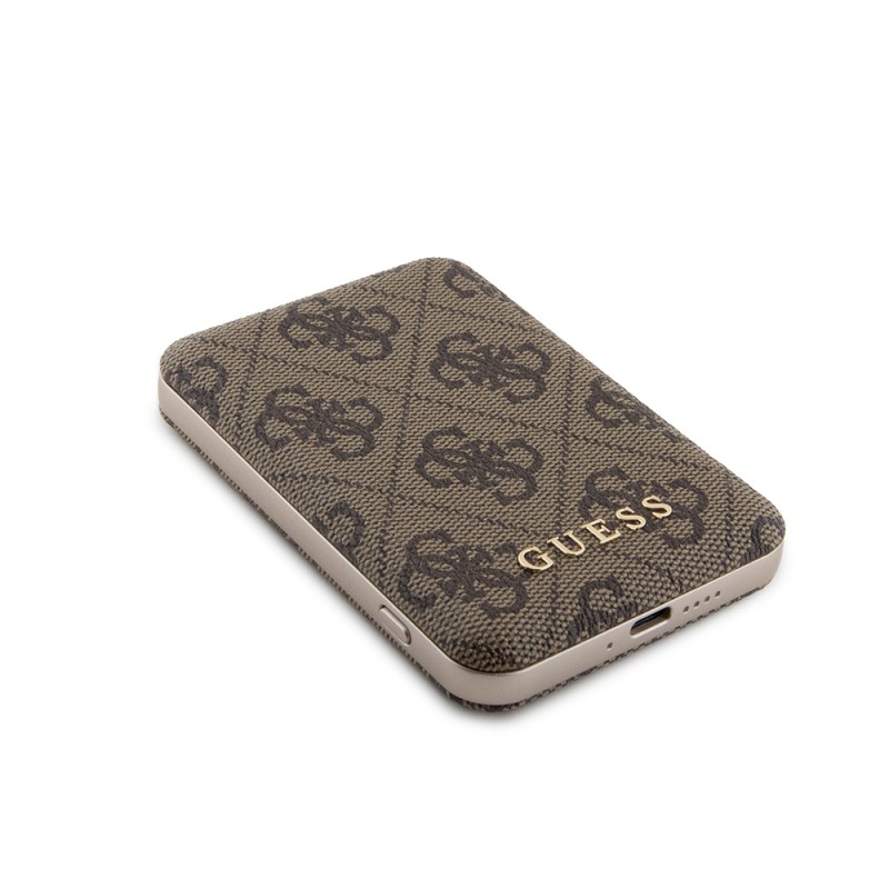 Guess Original Licensed Digital LED Indicator PU Leather 4G Patterned Metal Text Logo Powerbank 5000mAh 15W - 9