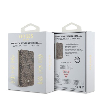 Guess Original Licensed Digital LED Indicator PU Leather 4G Patterned Metal Text Logo Powerbank 5000mAh 15W - 10