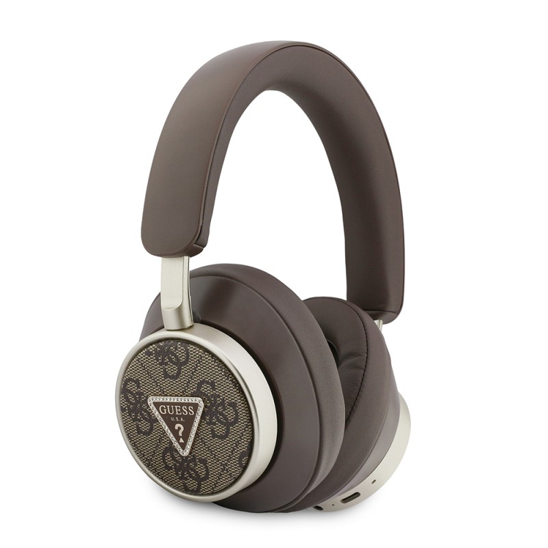 Guess Original Licensed ENC Enabled 4G Patterned Rhinestone Triangle Logo Over-Ear Bluetooth Headphones - 1