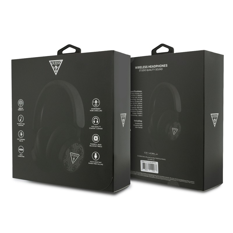 Guess Original Licensed ENC PU 4G Patterned Triangle Logo Over-Ear Bluetooth Headphones - 8