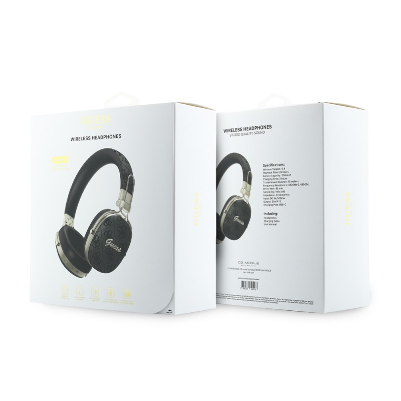 Guess Original Licensed ENC Technology PU 4G Patterned Metal Logo Over-Ear Bluetooth Headphones v5.4 - 10