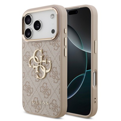Guess Original Licensed Gold Metal Camera Frame Case with 4G Design and Large Metal Logo and Text - Apple iPhone 18 Pro Cover - 2