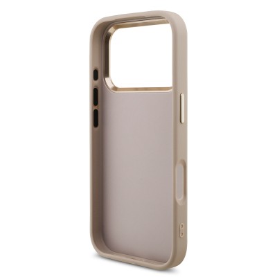 Guess Original Licensed Gold Metal Camera Frame Case with 4G Design and Large Metal Logo and Text - Apple iPhone 18 Pro Cover - 17