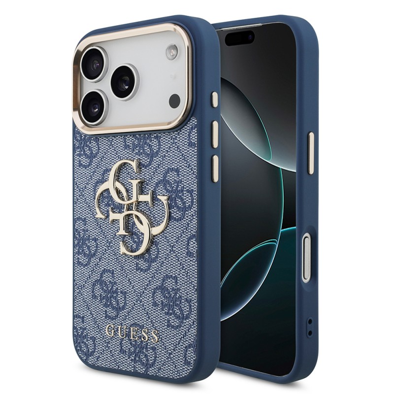 Guess Original Licensed Gold Metal Camera Frame Case with 4G Design and Large Metal Logo and Text - Apple iPhone 18 Pro Cover - 4