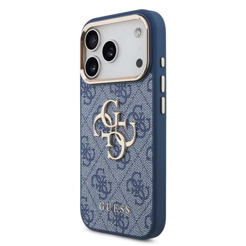 Guess Original Licensed Gold Metal Camera Frame Case with 4G Design and Large Metal Logo and Text - Apple iPhone 18 Pro Cover - 27