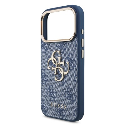 Guess Original Licensed Gold Metal Camera Frame Case with 4G Design and Large Metal Logo and Text - Apple iPhone 18 Pro Cover - 31